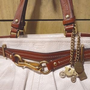 Vintage Coach Hampton Pleated Belted Pebble Leather Carryall Tote Bag F12476